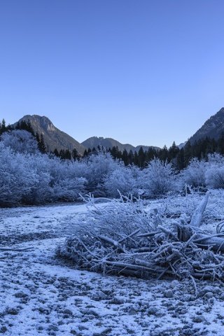 Обои горы, зима, иней, mountains, winter, frost разрешение 3840x2160 Загрузить