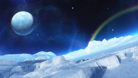 Обои планета, радуга, лёд, planet, rainbow, ice разрешение 2560x1600 Загрузить