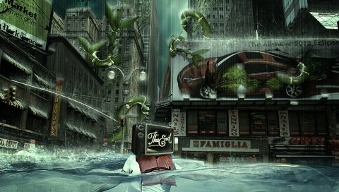 Обои вода, растения, телевизор, человек, здания, потоп, water, plants, tv, people, building, the flood разрешение 1920x1200 Загрузить