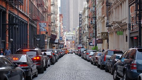 Обои улица, машины, здания, mercer street, soho, new york city, street, machine, building разрешение 1920x1200 Загрузить