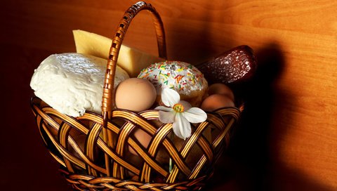 Обои цветы, корзина, пасха, кулич, flowers, basket, easter, cake разрешение 3964x2684 Загрузить