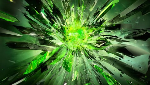 Обои мощь, кристалы, нвидия, разбитые, зеленый цвет, power, crystals, nvidia, broken, green разрешение 4800x2560 Загрузить