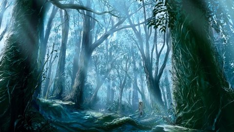 Обои деревья, mushishi, мастер муши, лес, лучи, человек, корни, старый, солнца, путник, trees, master mushi, forest, rays, people, roots, old, the sun, traveler разрешение 1920x1152 Загрузить