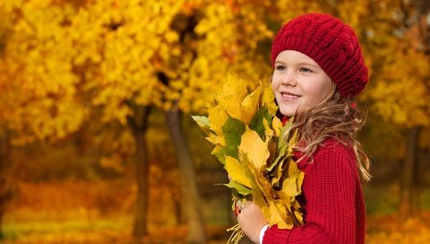 Обои листья, осень, девочка, ребенок, leaves, autumn, girl, child разрешение 1920x1200 Загрузить