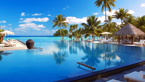 Обои пляж, бассейн, тропики, мальдивы, beach, pool, tropics, the maldives разрешение 1920x1441 Загрузить