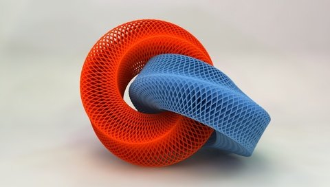 Обои синий, красный, кольца, фигура, переплетенные кольца, blue, red, ring, figure, twisted ring разрешение 2560x1440 Загрузить