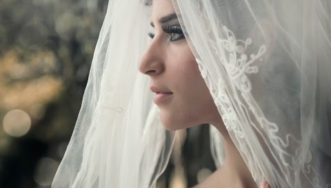 Обои портрет, профиль, свадьба, невеста, фата, portrait, profile, wedding, the bride, veil разрешение 1920x1278 Загрузить