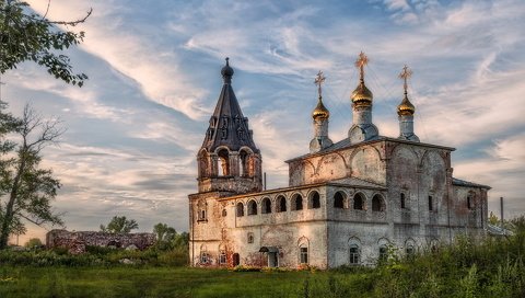 Обои храм христа спасителя, село борисоглеб, муромский р-он, the cathedral of christ the savior, the village of borisogleb, muromsky district разрешение 1920x1200 Загрузить