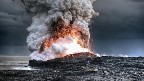 Обои извиржение вулкана, лава и пепел, izverzhenie volcano, lava and ash разрешение 1932x1208 Загрузить