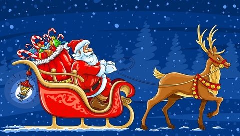 Обои снег, новый год, олень, подарки, сани, дед мороз, санта клаус, новогодние олени, snow, new year, deer, gifts, sleigh, santa claus, christmas reindeer разрешение 2880x1800 Загрузить