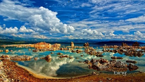 Обои небо, облака, горы, сша, калифорния, озеро моно, the sky, clouds, mountains, usa, ca, mono lake разрешение 1920x1200 Загрузить