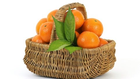 Обои листья, фрукты, апельсины, корзина, цитрусы, leaves, fruit, oranges, basket, citrus разрешение 1920x1280 Загрузить