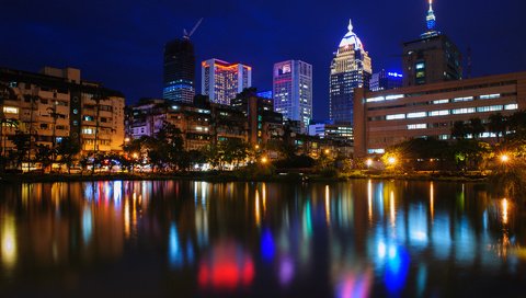 Обои ночь, огни, город, тайбэй, тайвань, ричи чан, night, lights, the city, taipei, taiwan, richie chan разрешение 1920x1200 Загрузить