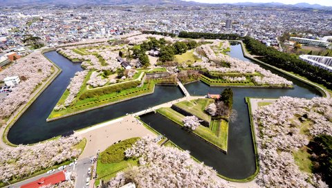 Обои дизайн, парк, панорама, вид сверху, канал, япония, hakodate, goryokaku park, хакодате, design, park, panorama, the view from the top, channel, japan разрешение 2400x1600 Загрузить