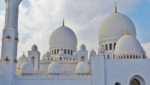 Обои белоснежный, купола, оаэ, абу-даби, мечеть шаха зайда, white, dome, uae, abu dhabi, the mosque of shakh zayed разрешение 2048x1153 Загрузить