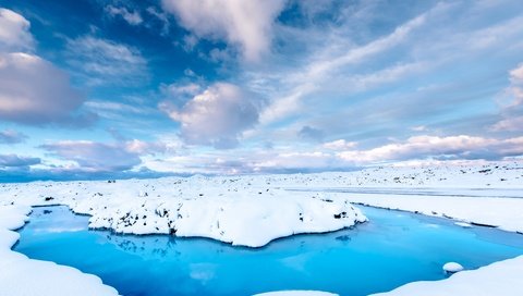 Обои небо, дорога, облака, вода, снег, зима, исландия, the sky, road, clouds, water, snow, winter, iceland разрешение 4000x2669 Загрузить