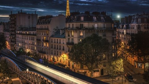 Обои ночь, город, париж, франция, эйфелева башня, night, the city, paris, france, eiffel tower разрешение 5676x3884 Загрузить