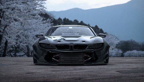 Обои цветы, весна, автомобиль, тюнинг, бмв, bmw i8, flowers, spring, car, tuning, bmw разрешение 1920x1130 Загрузить