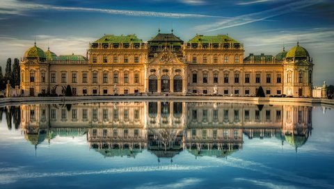 Обои вода, отражение, австрия, вена, бельведер, water, reflection, austria, vienna, belvedere разрешение 2048x1354 Загрузить