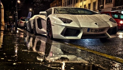 Обои дождь, ламборгини, суперкар, ламборджини авентадор, rain, lamborghini, supercar, lamborghini aventador разрешение 1920x1080 Загрузить