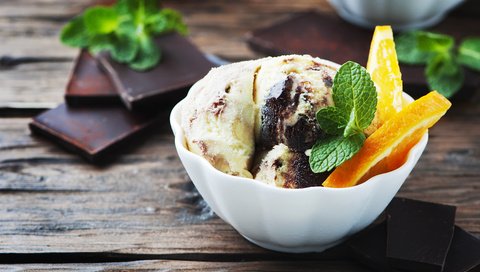 Обои мята, мороженое, шоколад, карамель, манго, дольки апельсина, mint, ice cream, chocolate, caramel, mango, orange wedges разрешение 4288x2848 Загрузить