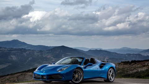 Обои облака, горы, феррари, кабриолет, clouds, mountains, ferrari, convertible разрешение 4096x2731 Загрузить