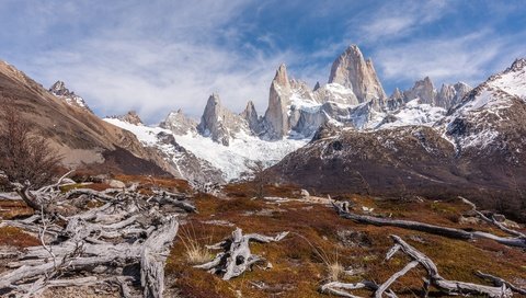 Обои горы, снег, йосемитский национальный парк, monte fitz roy, mountains, snow, yosemite national park разрешение 3840x2400 Загрузить