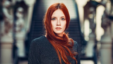 Обои девушка, портрет, взгляд, модель, волосы, лицо, рыжеволосая, girl, portrait, look, model, hair, face, redhead разрешение 2048x1365 Загрузить