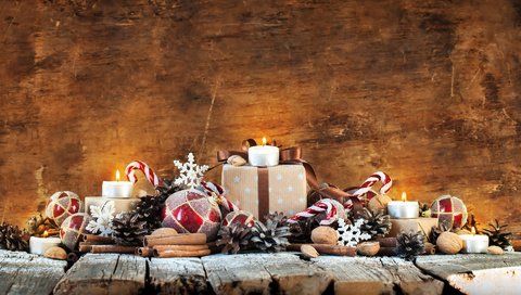 Обои новый год, украшения, подарки, свечка, свеча, рождество, новогодние украшения, new year, decoration, gifts, candle, christmas, christmas decorations разрешение 1920x1200 Загрузить