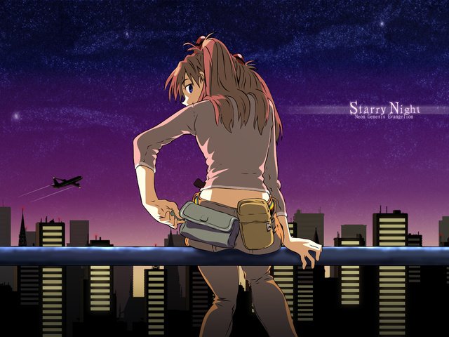 Обои ночь, город, neon genesis evangelion, asuka langly, night, the city разрешение 2560x1600 Загрузить