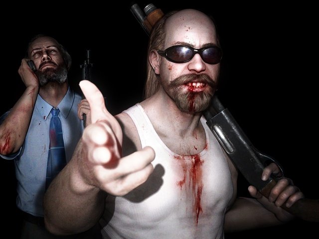 Обои свет, оружие, кровь, очки, жест, kane and lynch, light, weapons, blood, glasses, gesture разрешение 2560x1570 Загрузить