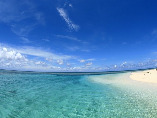 Обои облака, вода, песок, горизонт, clouds, water, sand, horizon разрешение 1920x1200 Загрузить