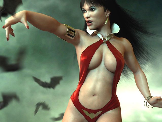 Обои девушка, туман, клыки, вампир, vampirella, летучие мыши, girl, fog, fangs, vampire, bats разрешение 1920x1200 Загрузить