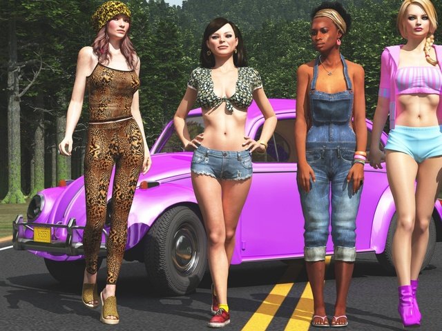 Обои девушки, модели, автомобиль, симс, люди (people), girls, model, car, sims, people (people) разрешение 1920x1080 Загрузить