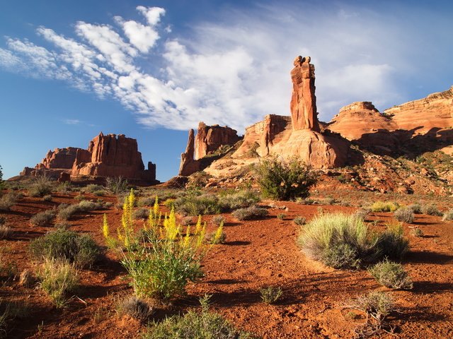 Обои скалы, пустыня, каньон, сша, юта, национальный парк арки, rocks, desert, canyon, usa, utah, arches national park разрешение 2048x1365 Загрузить