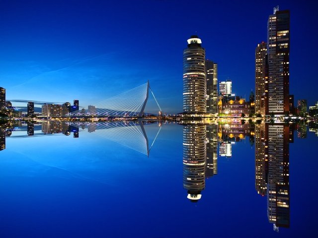 Обои небо, голландия, ночь, роттердам, вода, город, небоскребы, архитектура, порт, нидерланды, the sky, holland, night, rotterdam, water, the city, skyscrapers, architecture, port, netherlands разрешение 4251x2953 Загрузить