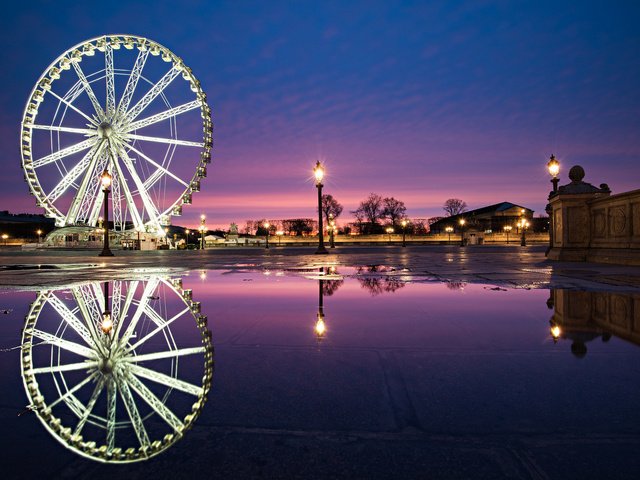 Обои вода, колесо обозрения, город, париж, франция, place de la concorde, fontaine des fleuves, water, ferris wheel, the city, paris, france разрешение 2048x1367 Загрузить