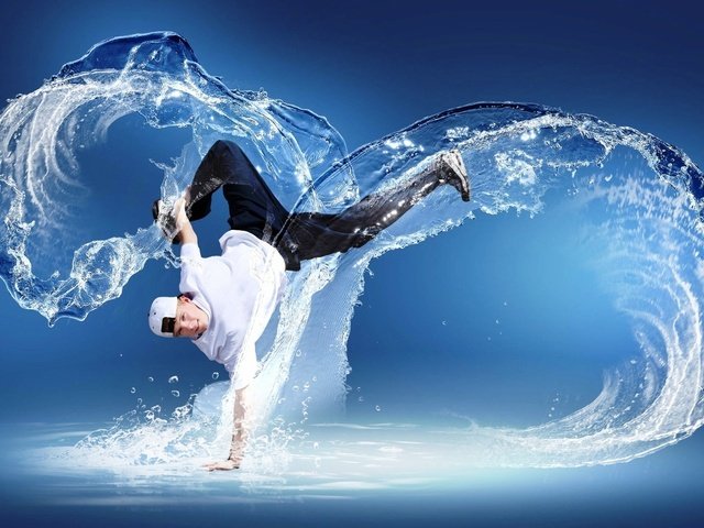 Обои вода, креатив, танец, мужчина, брейк данс, water, creative, dance, male разрешение 1920x1080 Загрузить