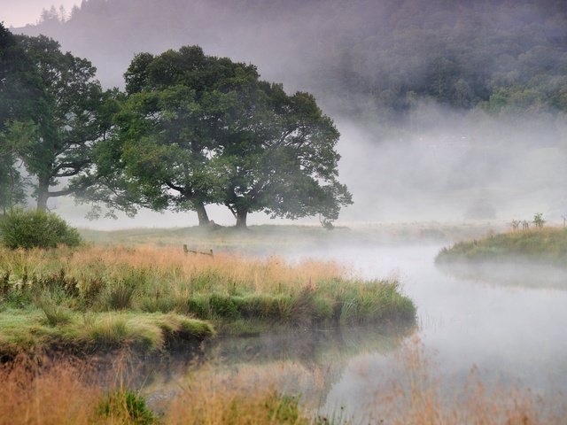 Обои река, туман, river, fog разрешение 2048x1363 Загрузить