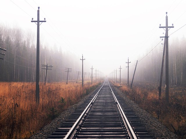 Обои железная дорога, лес, осень, railroad, forest, autumn разрешение 1920x1080 Загрузить
