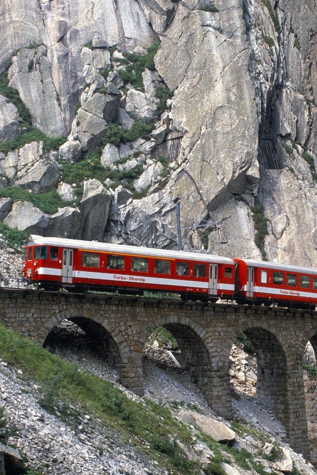 Обои горы, железная дорога, швейцария, mountains, railroad, switzerland разрешение 1920x1080 Загрузить