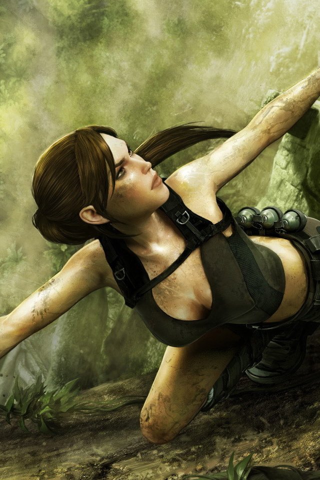 Обои пистолет, джунгли, лара крофт, gun, jungle, lara croft разрешение 1920x1200 Загрузить