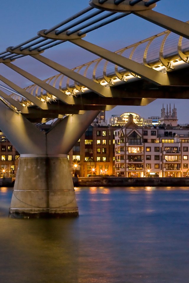 Обои мост, лондон, темза, здания, мост миллениум, пешеходный мост, bridge, london, thames, building, millenium bridge разрешение 1920x1080 Загрузить