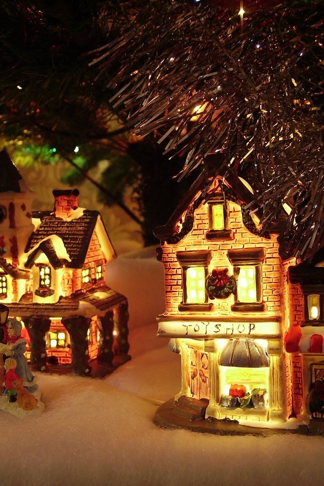 Обои новый год, зима, домики, игрушки, new year, winter, houses, toys разрешение 2848x2136 Загрузить
