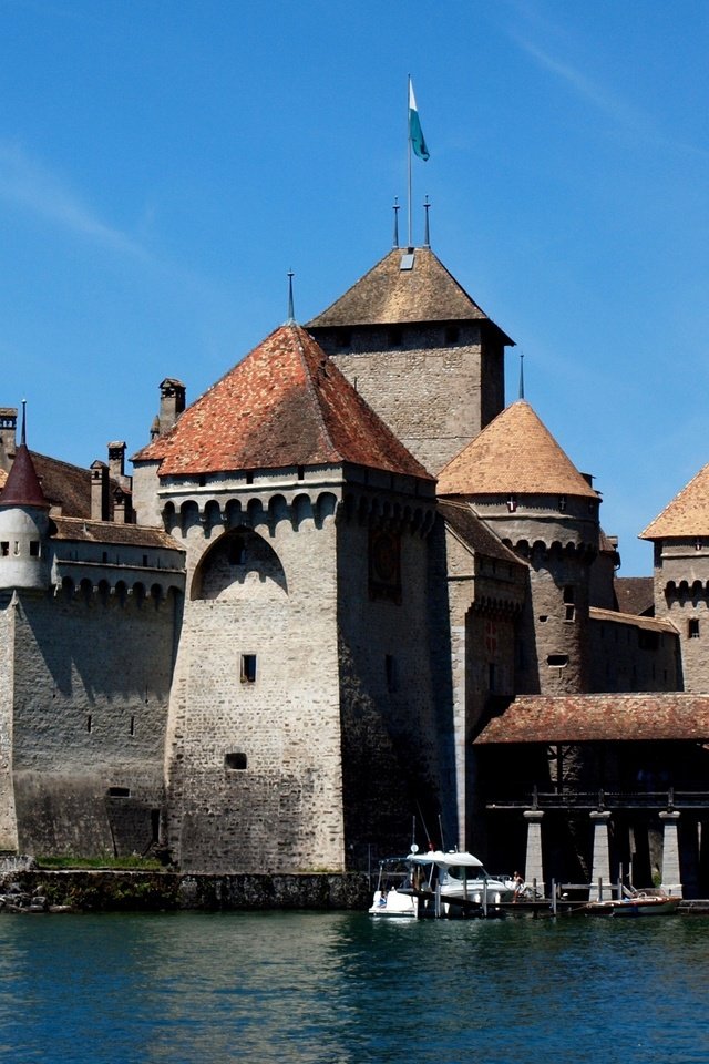 Обои замок, швейцария, шильонский, château de chillon, castle, switzerland, chillon разрешение 3050x1936 Загрузить