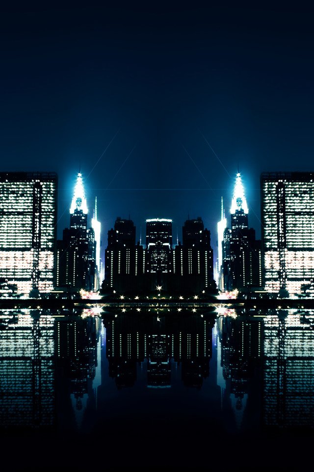 Обои отражение, города, ночного, зеркальное, reflection, city, night, mirror разрешение 2560x1600 Загрузить