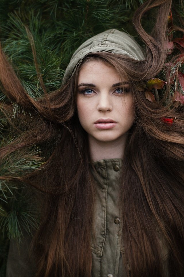 Обои природа, лес, листья, хвоя, девушка, волосы, эмма, jesse herzog, nature, forest, leaves, needles, girl, hair, emma разрешение 2880x1920 Загрузить