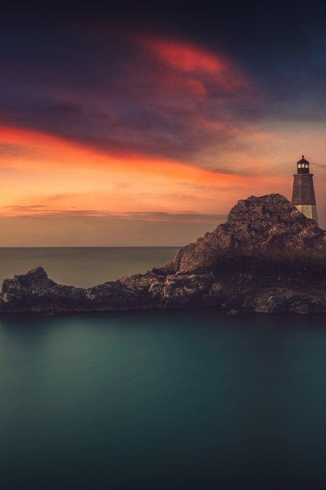 Обои природа, закат, море, маяк, nature, sunset, sea, lighthouse разрешение 5644x3253 Загрузить