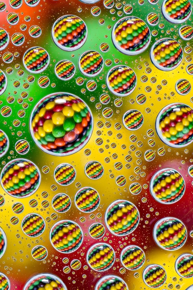 Обои фон, капли, цвет, радуга, круги, кегли, rob collins, background, drops, color, rainbow, circles, skittles разрешение 2048x1365 Загрузить