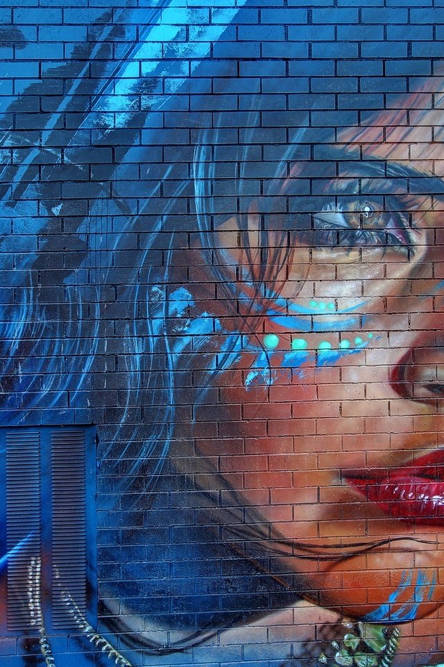Обои рисунок, девушка, взгляд, стена, губы, лицо, кирпич, граффити, figure, girl, look, wall, lips, face, brick, graffiti разрешение 2555x1600 Загрузить